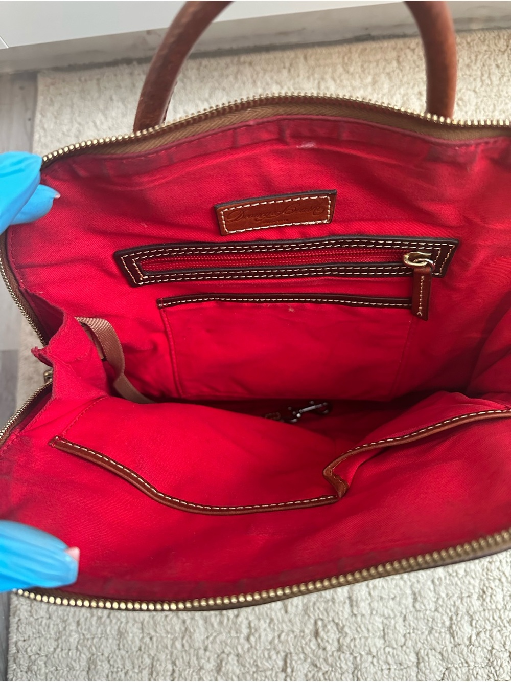 Dooney & Bourke Dark Brown Backpack with Saddle Trim - Picture 4 of 4